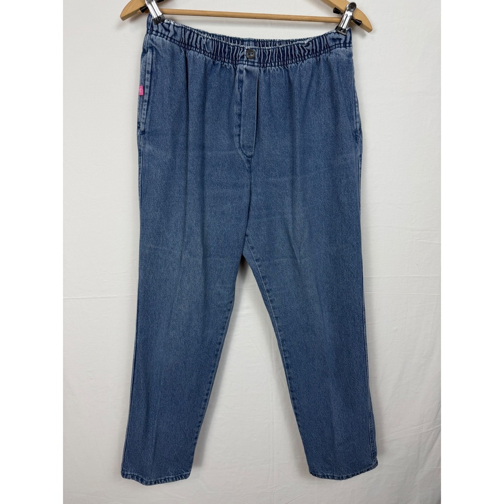 Women Within Women 100% Cotton Jeans 14W Blue Elastic Waist Classic